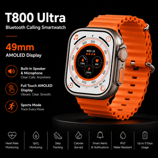 T-800 Ultra Smart Watch for Men & Women | Full Touch HD Display | Heart Rate & SpO Monitor | Sports Mode | Wireless Charging | Smart Notifications | Android & iOS Compatible T-800 Ultra Smart Watch for Men & Women | Full Touch HD Display | Heart Rate & S