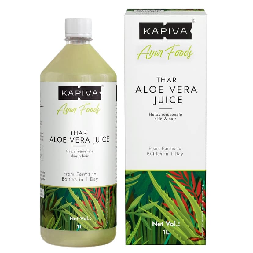 Kapiva Thar Aloe Vera Juice (Rejuvenates Skin & Hair), 1 L, Unflavoured view 2