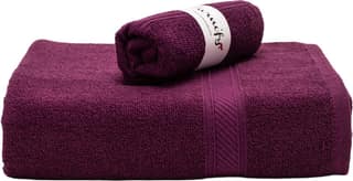 Furnofy Cotton 450 GSM Bath, Hand Towel Set Magenta (Pack Of 2)