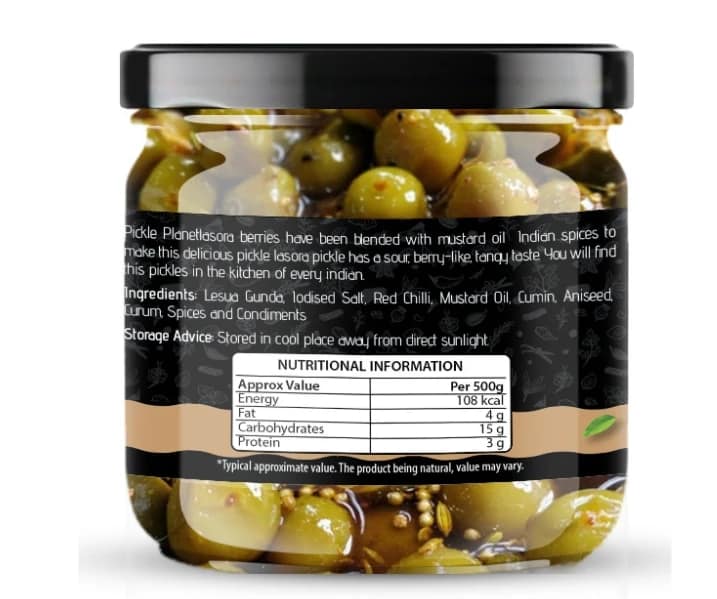 Pickle Planet Lasoda Pickle | Homemade Pickle | Authentic, Tangy & Delicious Taste | No Artificial Color and Flavors | Gluten Free | Lasode ka achar (500g) view 2