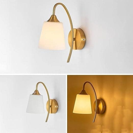 Decorative Wall Sconce Light Fixture with PVC Shade Gold Finish Metal Wall Lamp E27 Holder,for Bedroom, Living Room, Hallway, or Staircase (Without Bulb) view 2