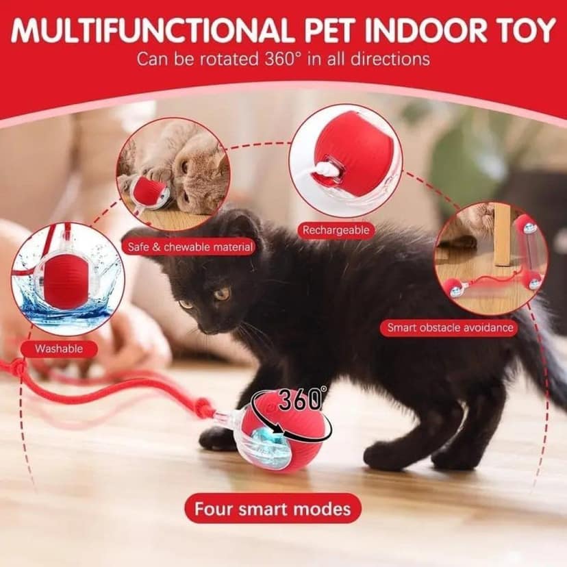 Self-Moving Cat Toy | 360° Smart Automatic Electric Toy for Cats & Dogs | Chewie Viral Pet Ball | Automatic Cat Chasing & Teaser Ball | Self-Moving Interactive Toy for Pets (Original Series) view 2