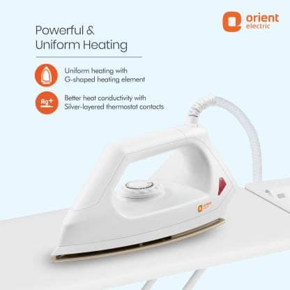 Orient Electric FabriSmooth DIFS10WGP 1000 W Dry Iron (White, Golden) view 2