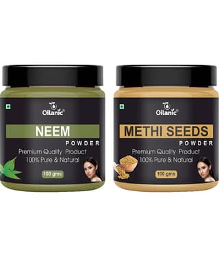 Oilanic 100% Pure Neem Powder & Methi Powder For Skincare Hair Mask 200 g Pack of 2