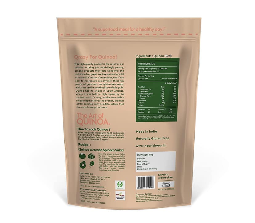 Nourish You Organic Red Quinoa 500 Gms view 2