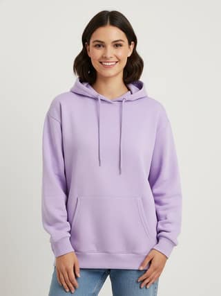 Womens Solid Hoodie with Kangaroo Pocket