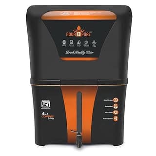 AQUA D PURE 4 in 1 Copper RO Water Purifier with 10 Stage Purification Filtration, UV, UF, TDS Adjuster and 12 Liter Large Storage Tank, Suitable for all type of water supply
