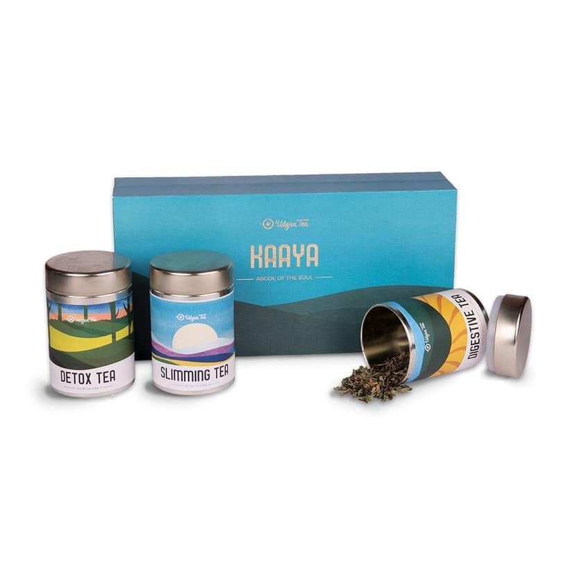 UDYAN TEA - Kaaya - Christmas Tea Gift Box | 50g x 3 Health Tea Varieties | Slimming Detox Digestive Teas in a Premium Gift Pack view 2