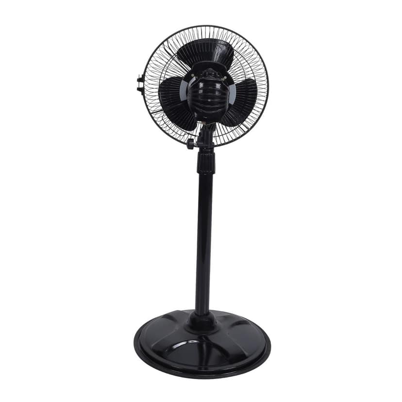 Elina High Speed Copper Motor Bullet Farrata Pedestal Fan with 2400 RPM | 12inch / 304.8mm Sweep | Adjustable Height | Oscillation | Black view 2