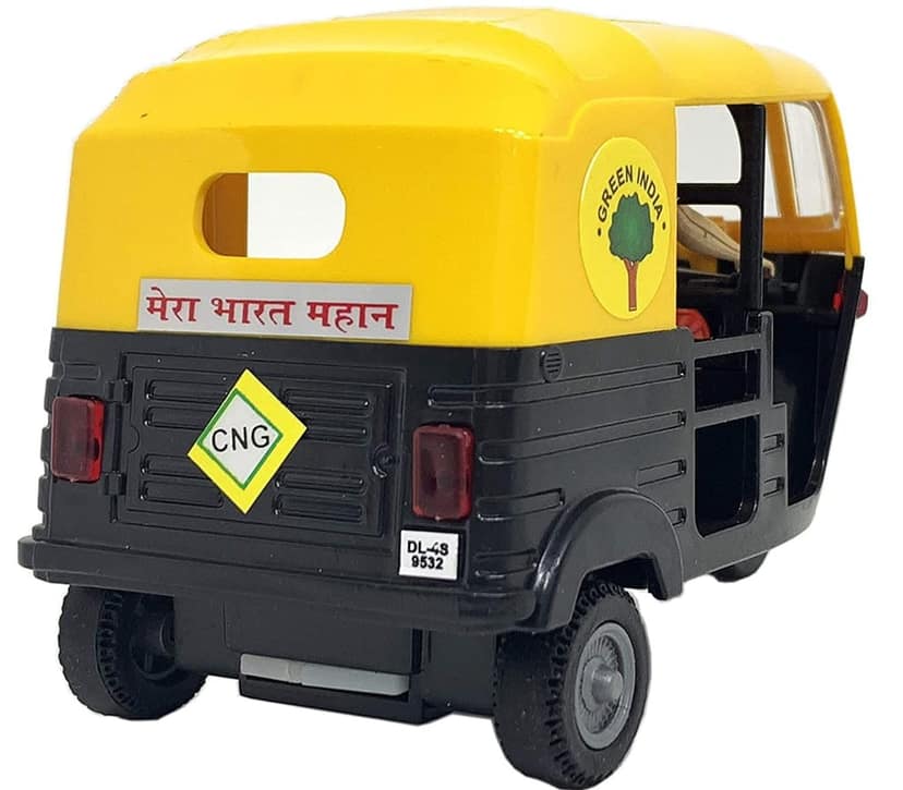 Auto Rickshaw Toy for Kids Pull Back Action Mini Auto Rickshaw Mini for Kids (Black, Yellow) ( Pack of 1) view 2