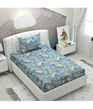 HIDECOR Microfiber 1 Single Bedsheet with 1 Pillow Cover ( Blue )