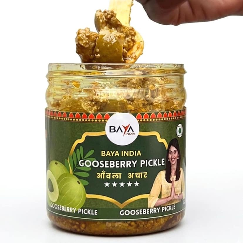 Baya India Homemade Gooseberry Pickle | Awala Amla ka Achar | Healthy, Spicy & Tangy | No Chemical & No Preservatives | Sun-Dried | No Vinegar | No Garlic, No Onion