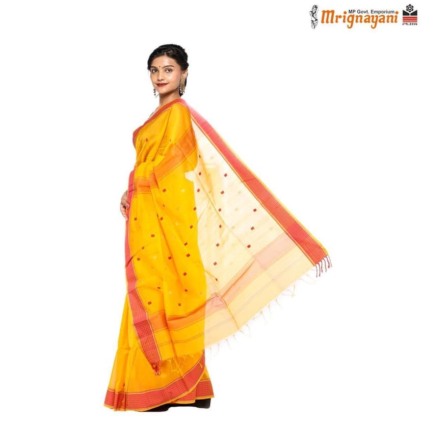 HANDLOOM MAHESHWARI SILK SAREE WITH BLOUSE (SKU - 1SM101250622, SAREE-1164) view 2