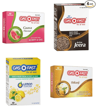 GASOFast Ayurvedic Antacid (Shikanji Jeera Lemon Guava 6s x4 5 g each) (Pack of 4)