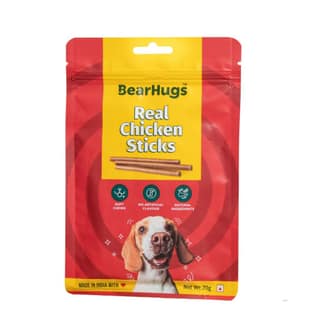 BearHugs Soft & Chewy Sticks with Real Chicken | Flavour for Dog and Puppies | All Life Stages (Pack of 2, Real Chicken)