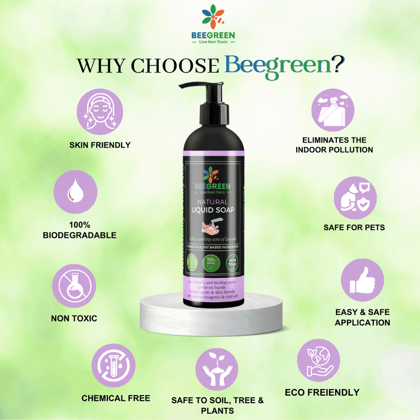 Beegreen Liquid Soap Lavender- 500 ml | Eco-Friendly & Biodegradable |Safe For Sensitive Skin| 100% Natural & Plant based view 2