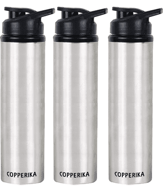 Copperika Prime Stainless Steel Water Bottle 1Litre Silver Water Bottle 1000 mL ( Set of 3 )