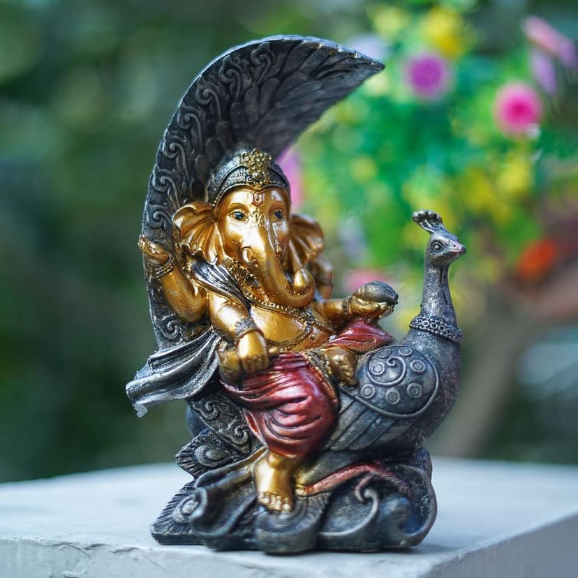 Craftlayout Craftlayout Sitting On Peacock Lord Ganesh Idol 19 Cm