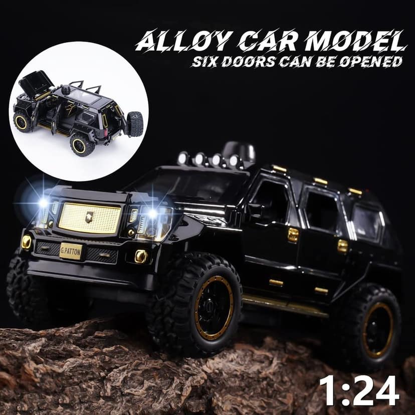 KTRS ENTERPRISE Die-cast Car 1:24 Metal Cars Alloy Pull Back Car Metal Die-Cast Pull Back With Openable Doors, Unbreakable Light & Music Car Toys (G-Patton) view 2
