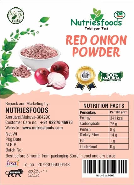 Nutriesfood Dehydrated Red Onion Flakes 100gm – Premium Quality, Aromatic and Convenient Red Onion Flakes for Cooking, Seasoning, and Garnishing view 2