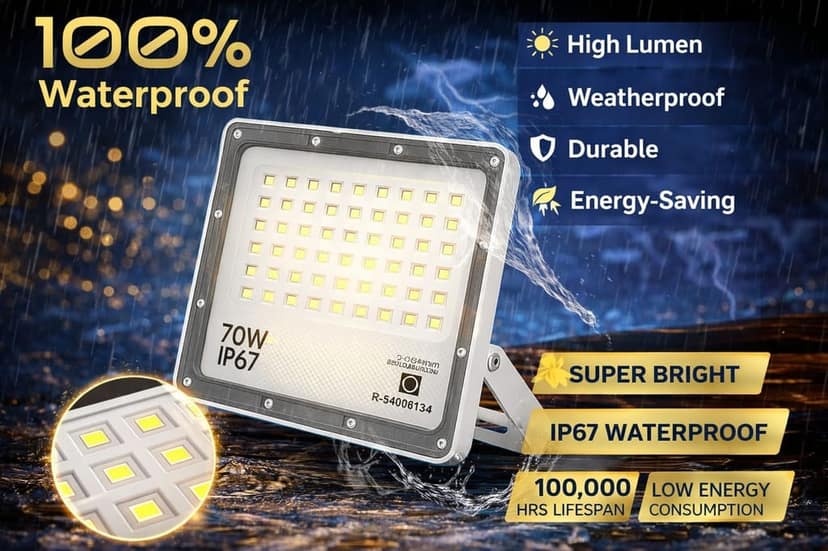 SPARKWORLD 70W-IP67 Flood Light Flood Light Outdoor Lamp (White) view 2