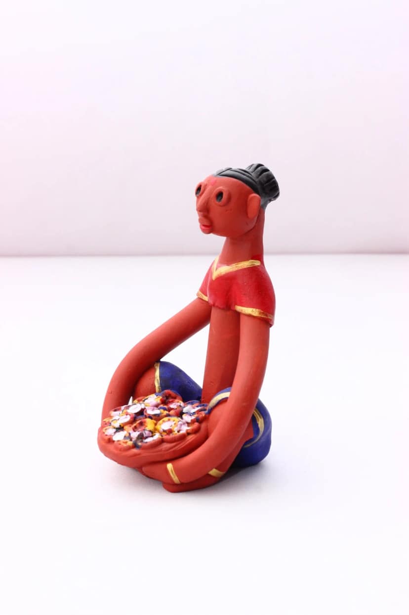 Tisser Handmade Terracotta Women Toy – Decorative Figurine (4 x 3 x 5 cm) view 2