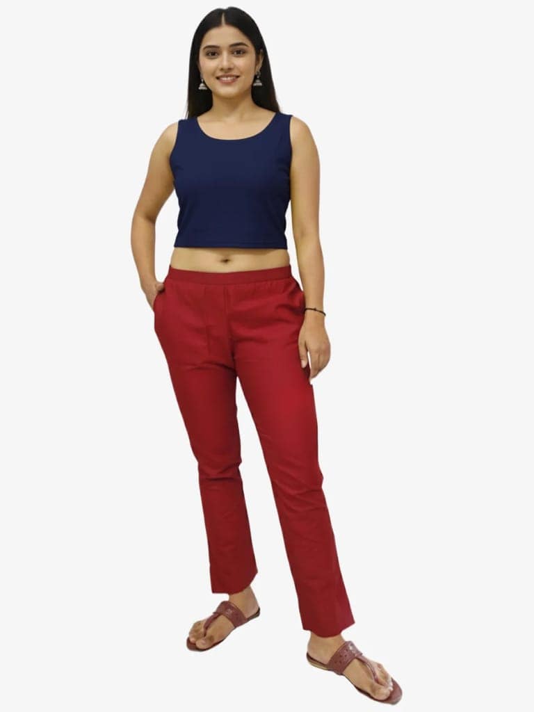 Women's Solid Cotton Trousers