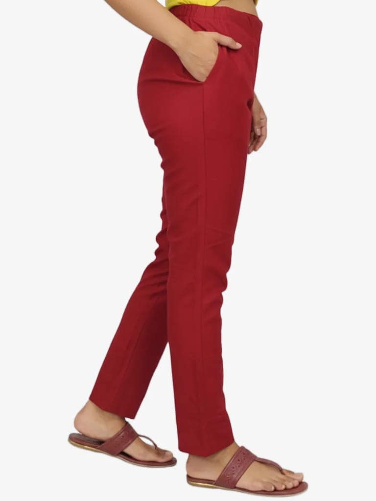 Women's Solid Cotton Trousers view 2