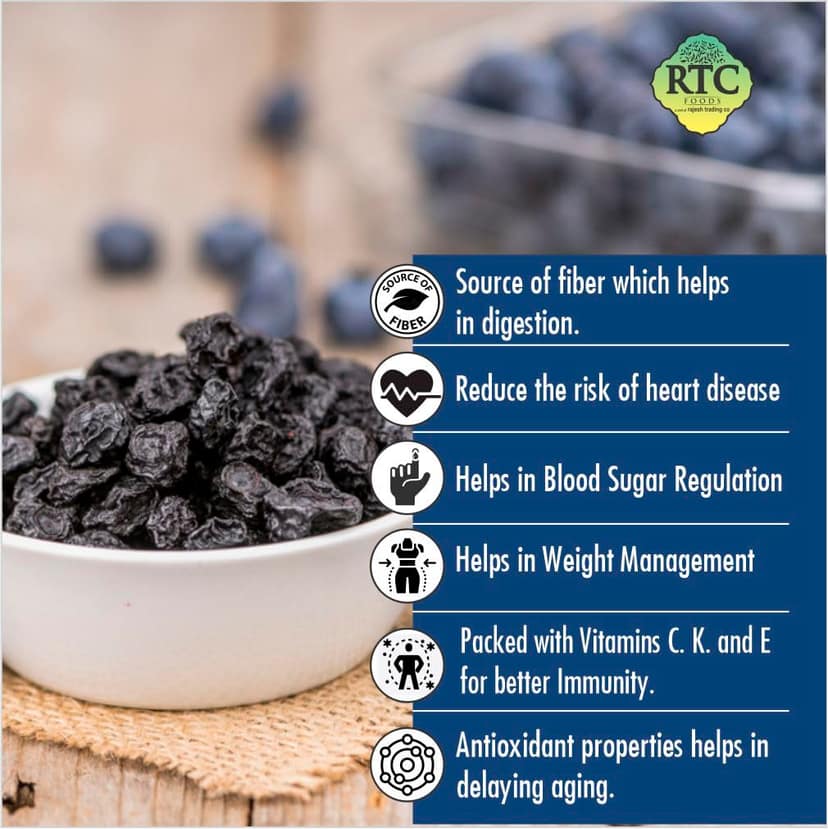 RTC Dried Blueberries Whole 150 gms I Great Source of Vitamin K and Calcium I Healthy and Tasty Snaking view 2