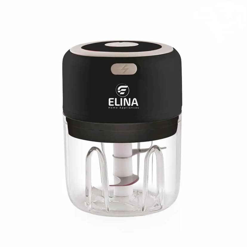 Elina USB Rechargeable Wireless Mini Electric Chopper | S.S Blades | 250 ML Unbreakable Bowl | 10 Seconds for Mincing, Chopping, Vegetable, Meat, Nuts