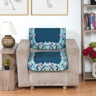 Fabricasa Modern Quilted Reversible Velvet Sofa Cover- Turquise Blue 3 Seater