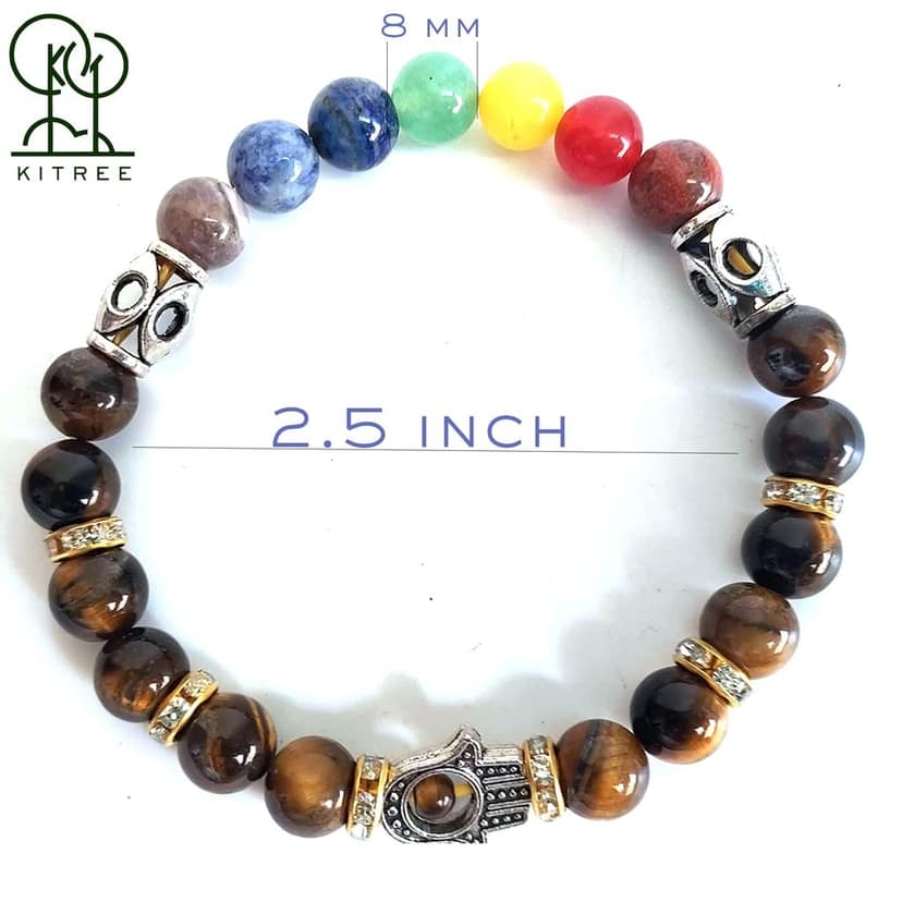 KITREE ENERGISED NATURAL SEVEN CHAKRAS CRYSTAL BRACELET WITH BUDDHA 8MM ROUND SHAPE FOR UNISEX (MULTI COLOR) view 2