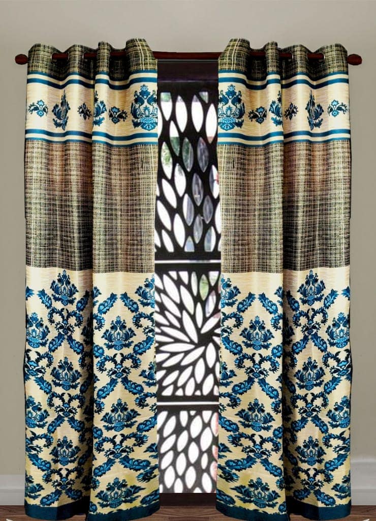Omkar by R3 Inc. Thick Jacquard Blackout 9 feet Door Eyelet Curtain I Block Sunlight I Room Darkening, Wrinkle Free, Noise Reduction, Fade Resistant, Balance Temperature Set of 2 Curtains