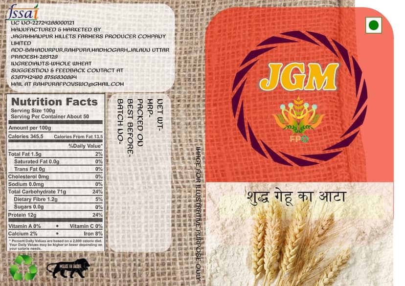Organic Whole Wheat Flour | Stone Ground | 1 kg Bag view 2