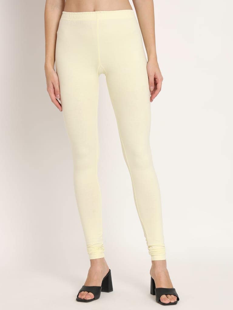 SOFT COLORS Women's Skinny Fit Ethnic Wear Churidar Leggings (Cream) view 2