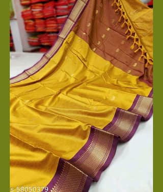 VEERAIVA Cotton Silk Woven Saree With Unstitched Blouse Piece ( Peach )