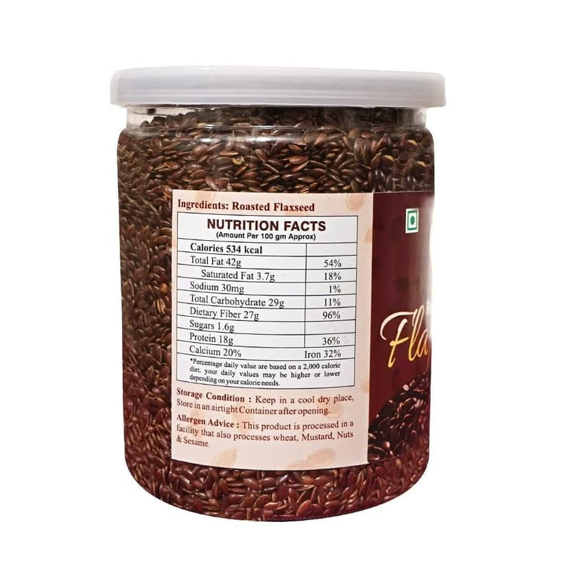ELWORLD AGRO & ORGANIC FOOD PRODUCTS Roasted Flaxseed (Alsi/Teesi)- 300G view 2
