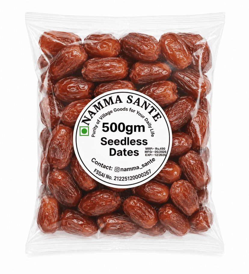 Seedless Dates, Premium Seedless Dates, Pitted Dates, Natural Seedless Khajoor, Soft Seedless Dates 500gm