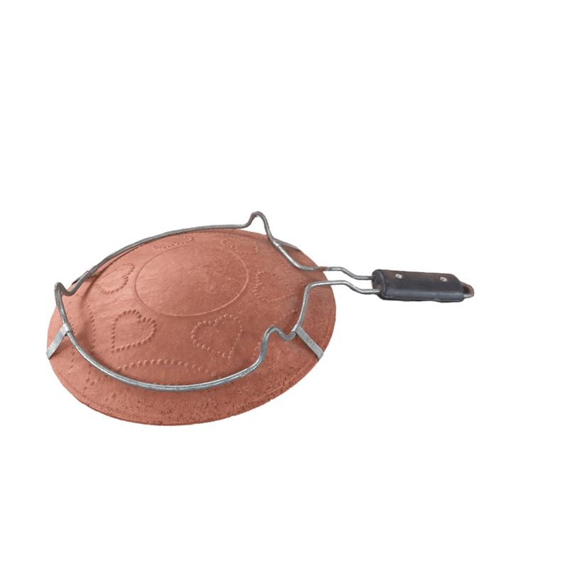 Handmade Clay Tawa with Iron Handle for Cooking Roti, Chapati, and Dosa view 2