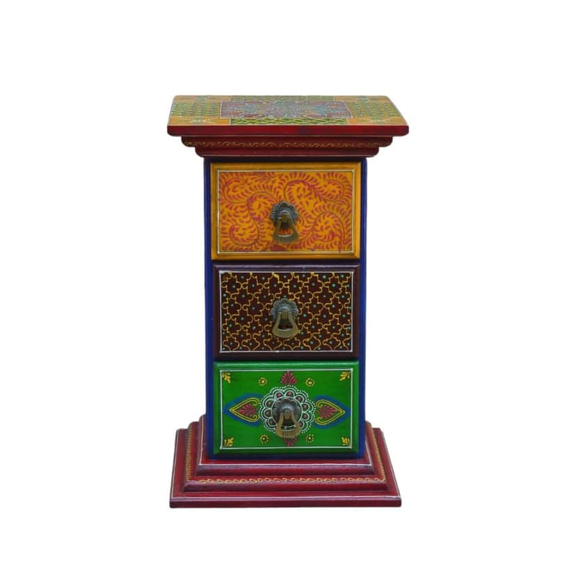 Hand-Painted Wooden 3-Drawer Accent Chest view 2