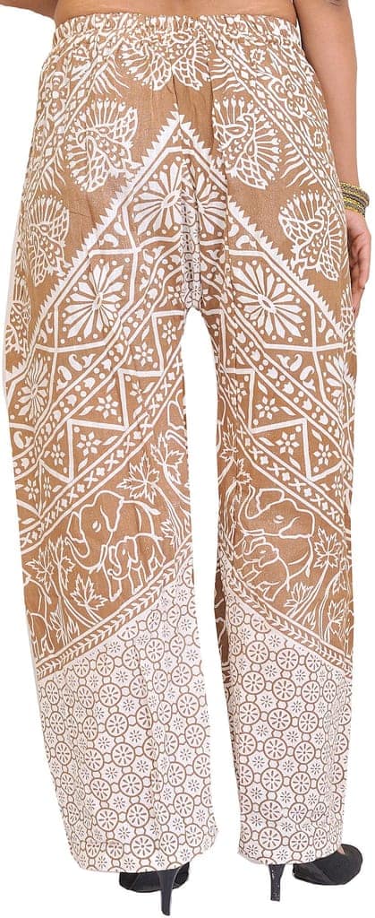 Indian-Tan Casual Trousers from Pilkhuwa with Printed Palm Trees view 2