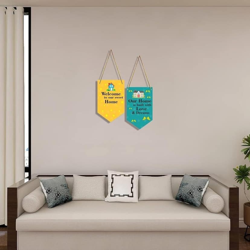 Charmor Welcome to our Sweet Decorative Wall Hanger for Living Room | Bedroom | Office | Gift | Home Decoration | Home Decor Items (WH3502, Set of 2) view 2