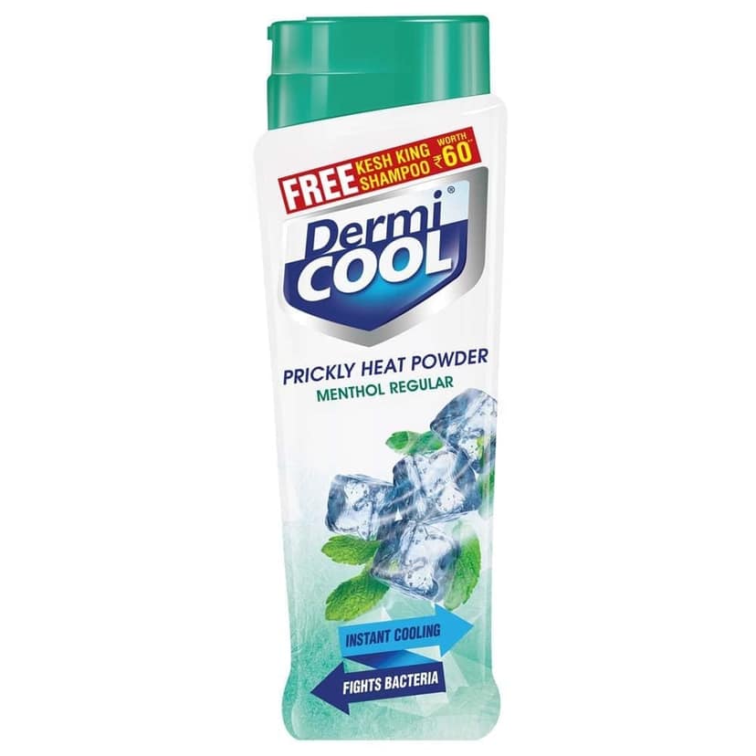 Dermicool Menthol Regular Prickly Heat Powder + Kesh King Anti-Dandruff Shampoo 30ml Free