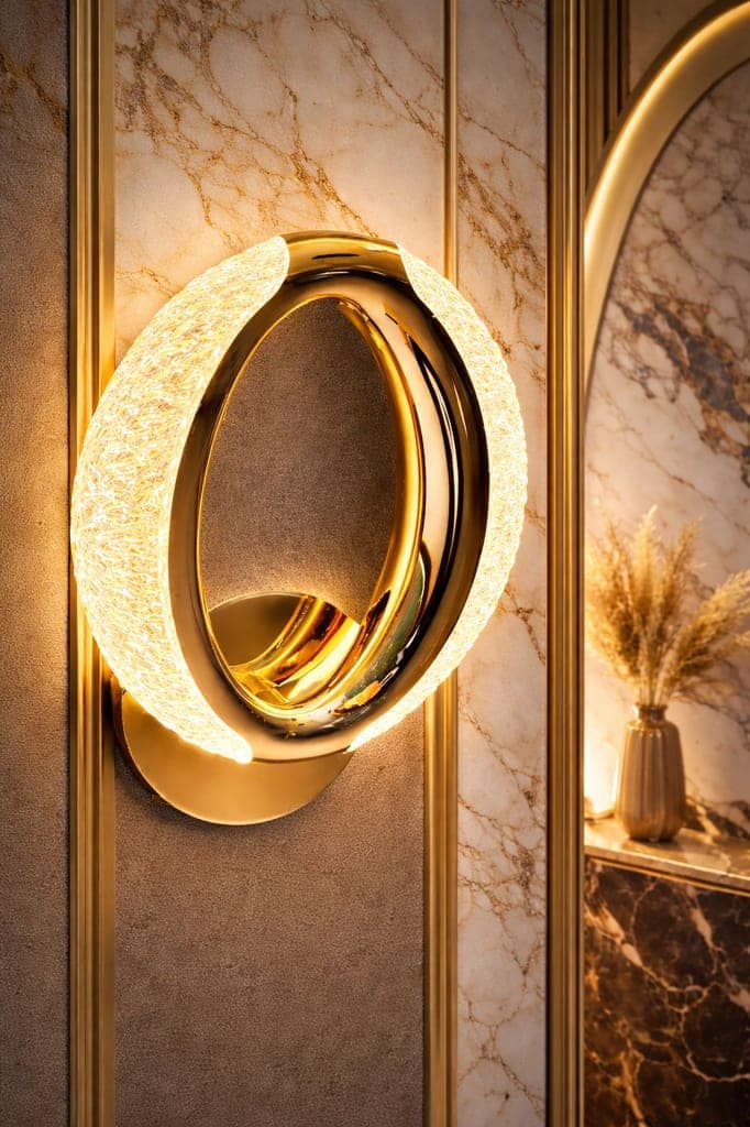 SPARKWORLD Modern Oval LED Wall Light | Warm White Decorative Wall Lamp for Bedroom, Living Room & Corridor | Gold Finish | Colour: Oval Ring