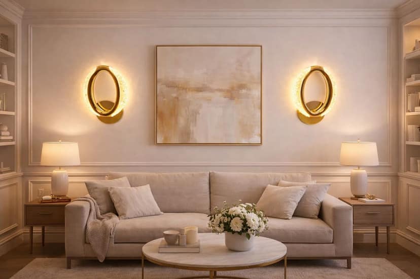 SPARKWORLD Modern Oval LED Wall Light | Warm White Decorative Wall Lamp for Bedroom, Living Room & Corridor | Gold Finish | Colour: Oval Ring view 2
