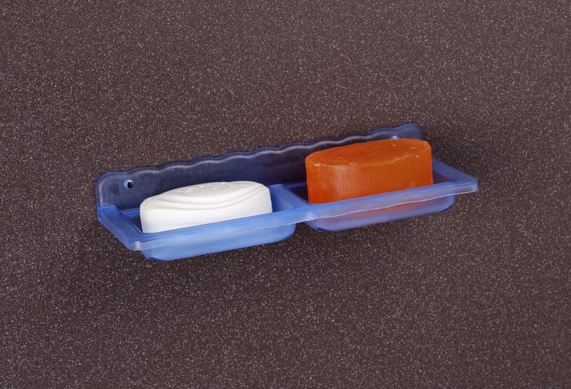 HAPPI Unbreakable ABS Plastic Square Shape Double Soap Dish, Soap Stand, Soap Case, Soap Holder Stand Wall Mounted for Bathroom (Blue) view 2