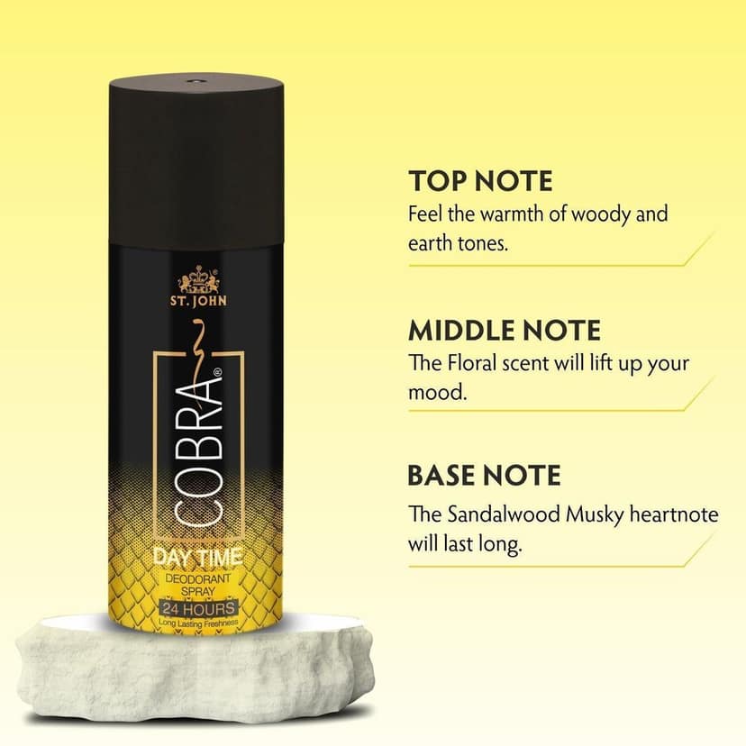 ST.JOHN Cobra Deodorant Daytime Long Lasting Perfumed Body Spray | Long Lasting Deodorant Spray For Men - 150 ML view 2