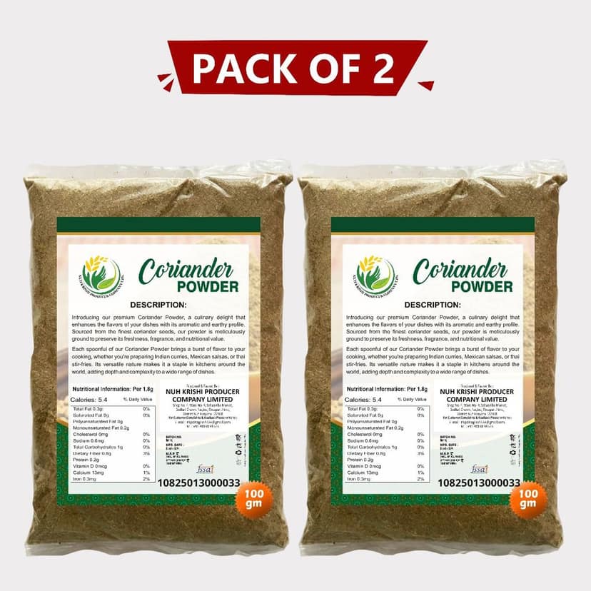 Coriander Powder 200gm (2 x 100 gm) by Nuh Krishi Producer – Pure, Aromatic & Farm-Fresh. view 2
