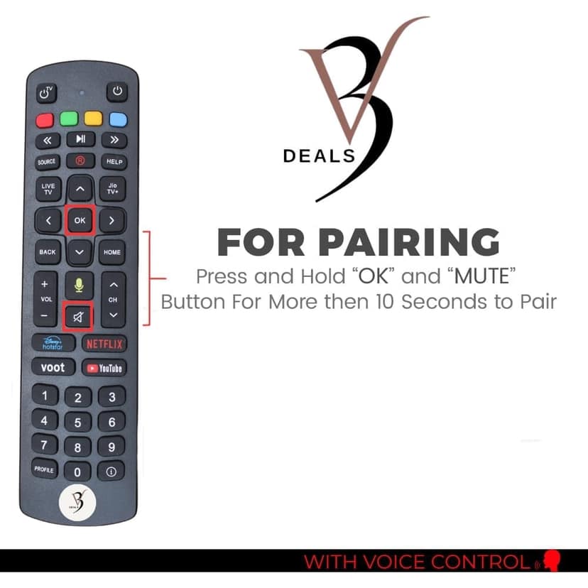 V3Deals Compatible Remote Control for Jio Fiber with Voice Control (Pairing Required) Jio Fibre Set Top Box (Exactly Same Remote Will Work Only) - Please Match The Image with Your Old Product (Jio Voice) view 2