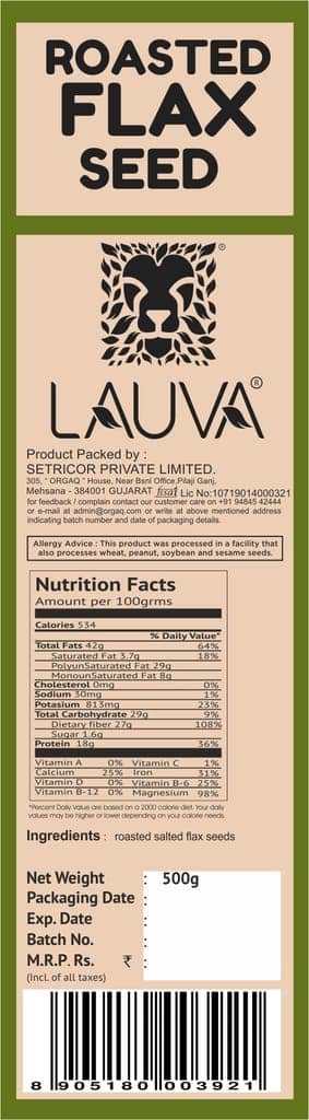 LAUVA Natural Flax seed Roasted Salted I Alsi Seeds I For Hair Growth Healthy Heart I Weight Loss Diet Snack view 2